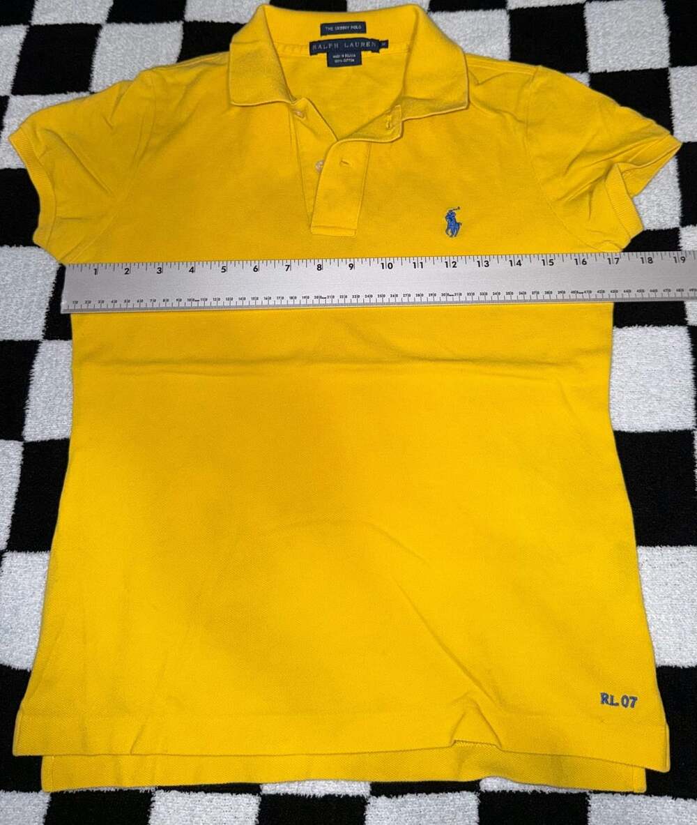 Ralph Lauren The Skinny Polo Yellow Short Sleeve Polo Shirt Women's Medium - Picture 4 of 7